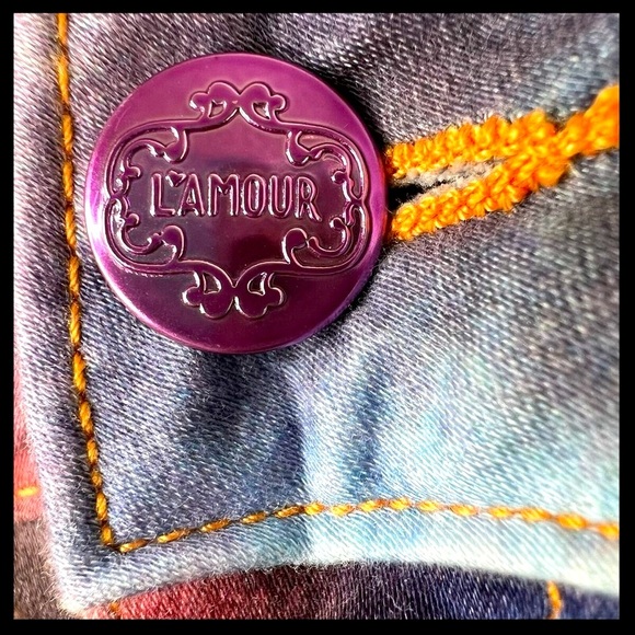 NWOT ✮ L'Amour Nanette Lepore Stretch Denim Multicolored Legging Galaxy Universe - Picture 5 of 11